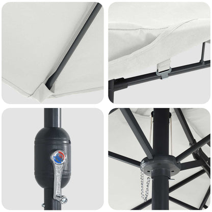 Garden Parasol Sand and Anthracite 385 x 209 x 244 cm Polyester