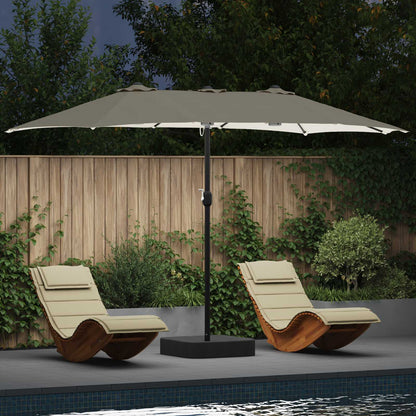 Garden Parasol Sand and Anthracite 385 x 209 x 244 cm Polyester