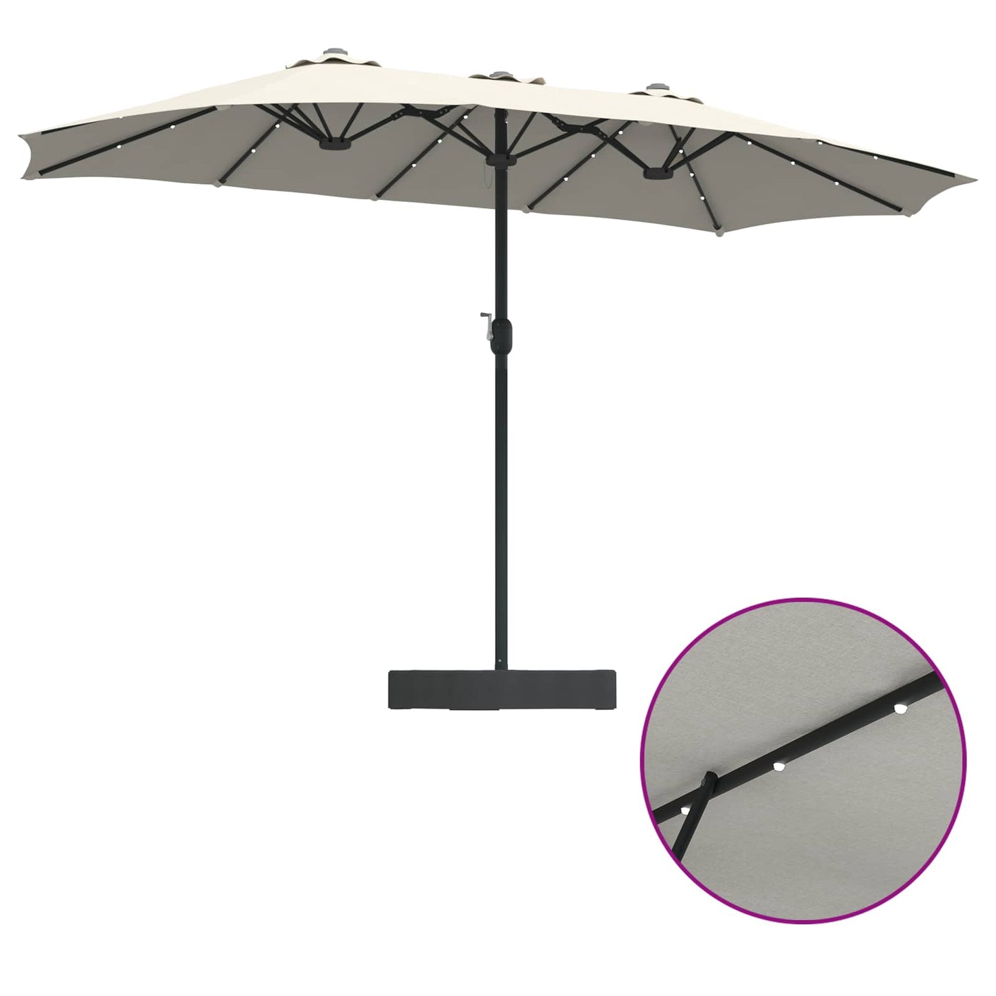 Garden Parasol Sand and Anthracite 385 x 209 x 244 cm Polyester