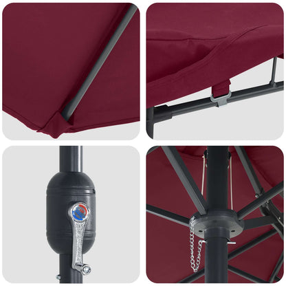Garden Parasol Bordeaux Red 385 x 209 x 244 cm Polyester