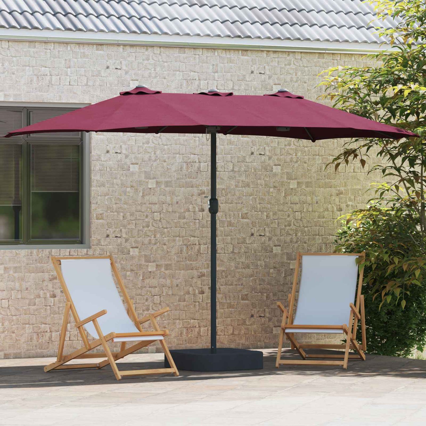Garden Parasol Bordeaux Red 385 x 209 x 244 cm Polyester