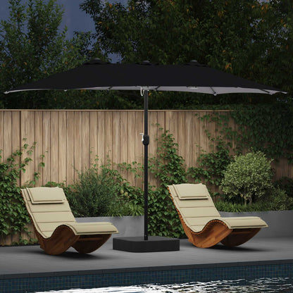 Garden Parasol Black 385 x 209 x 244 cm Polyester