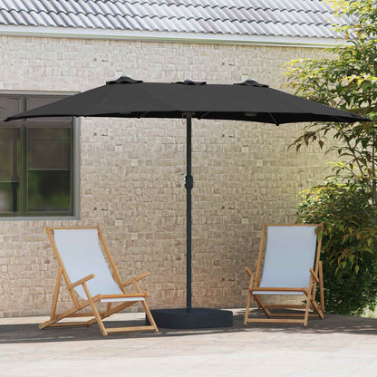 Garden Parasol Black 385 x 209 x 244 cm Polyester