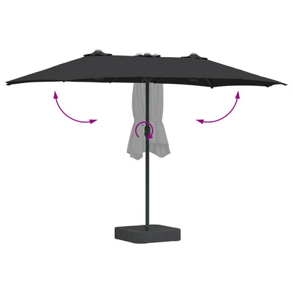 Garden Parasol Black 385 x 209 x 244 cm Polyester