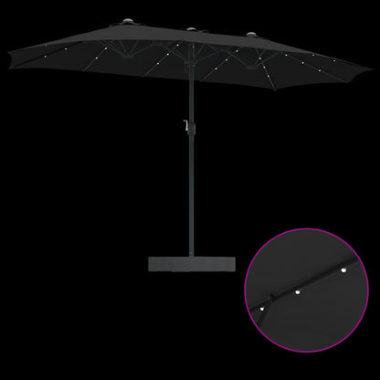 Garden Parasol Black 385 x 209 x 244 cm Polyester