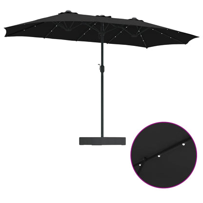 Garden Parasol Black 385 x 209 x 244 cm Polyester