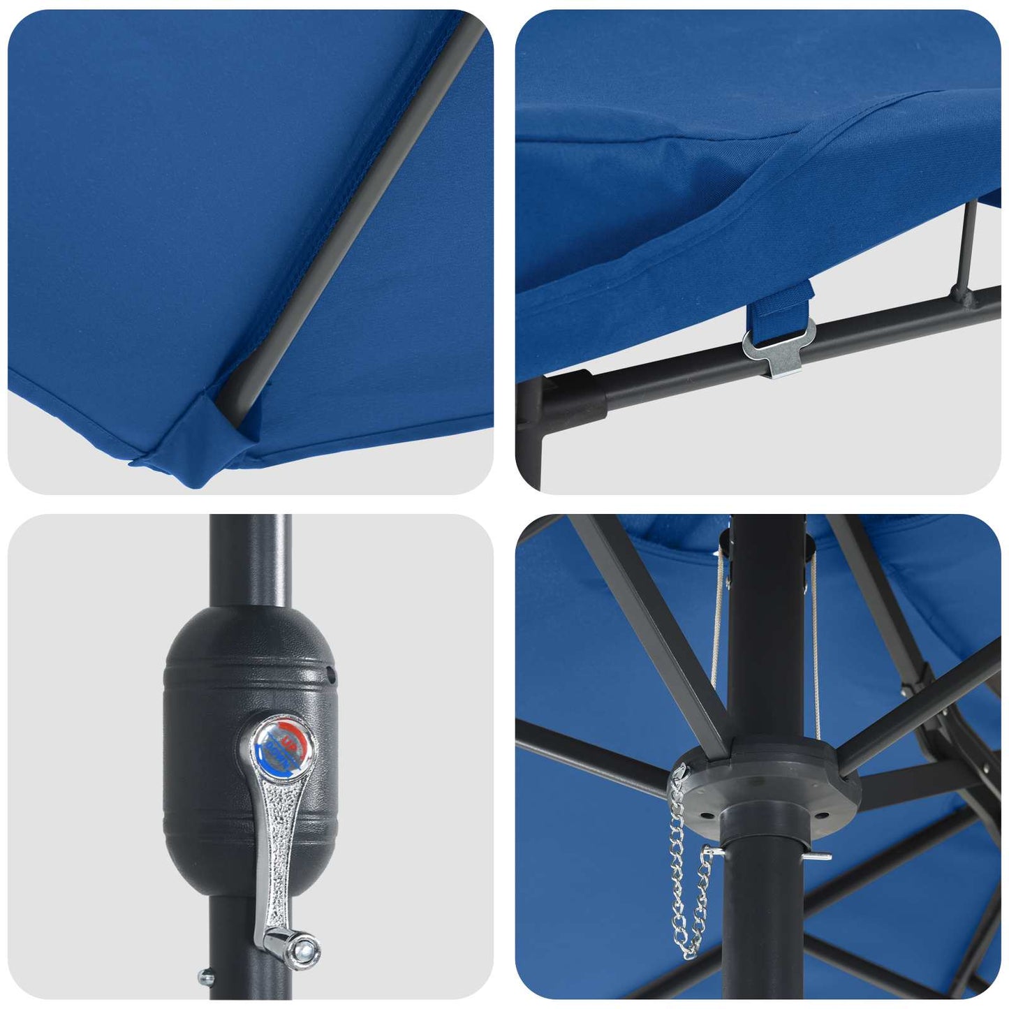 Garden Parasol Azurblau 385 x 209 x 244 cm Polyester