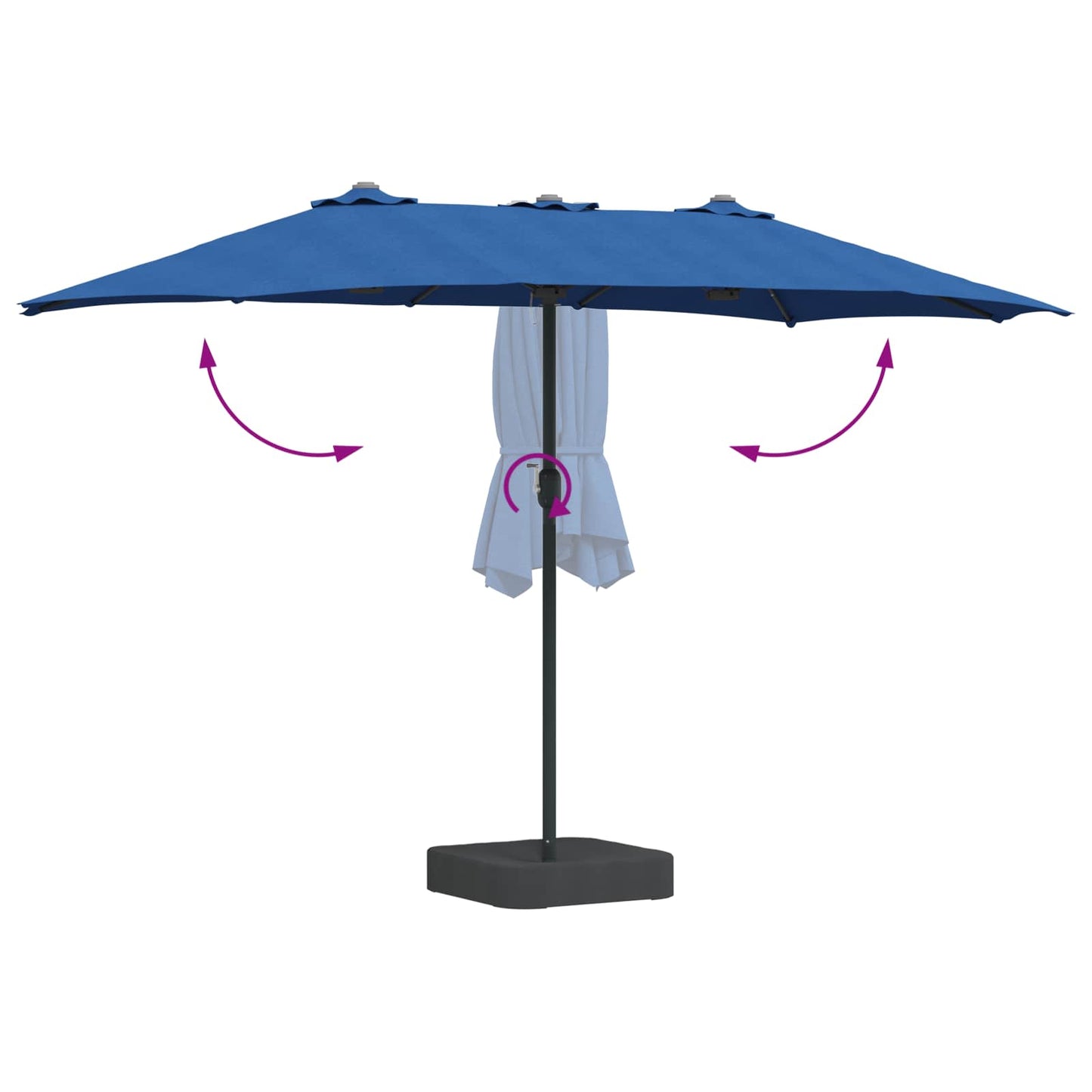 Garden Parasol Azurblau 385 x 209 x 244 cm Polyester