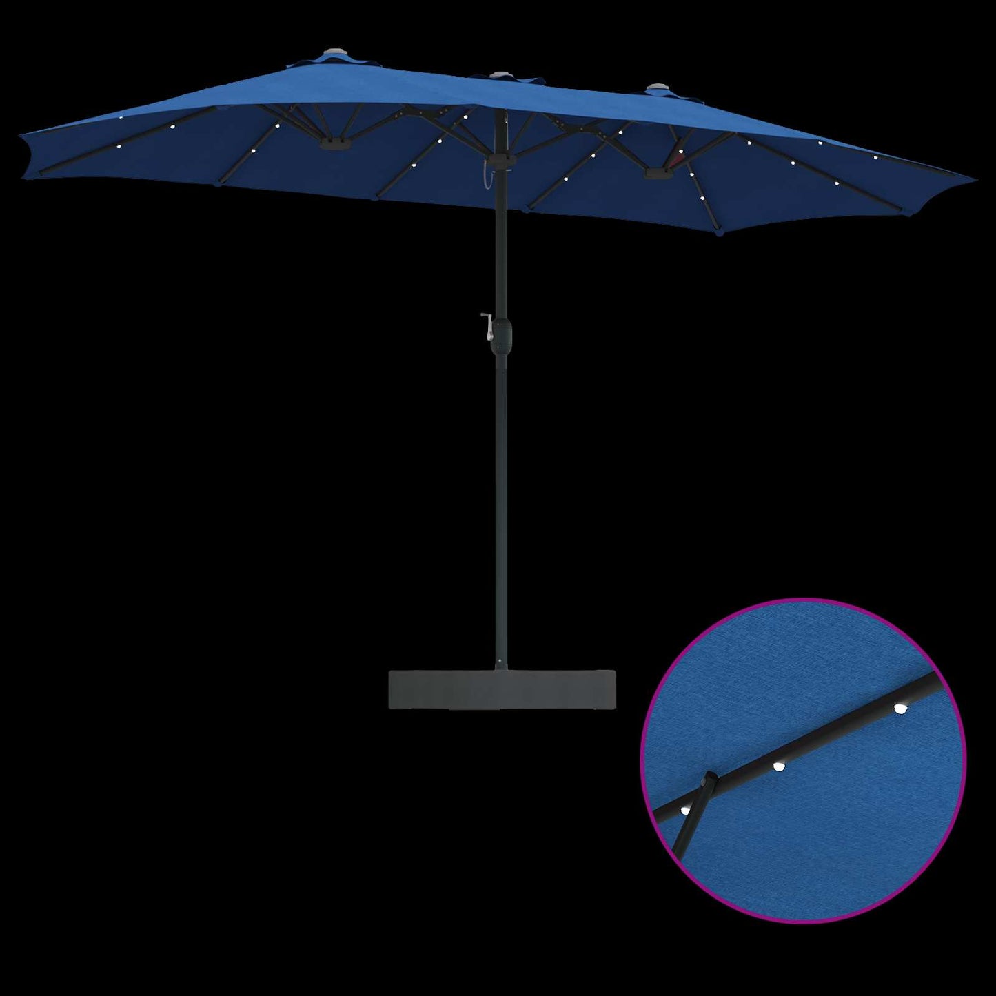 Garden Parasol Azurblau 385 x 209 x 244 cm Polyester