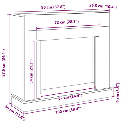 Fireplace Surround Black Oak 100x30x87,5 cm Engineered Wood