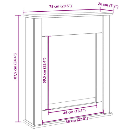 Fireplace Surround Black Oak 75x20x87.5 cm Engineered Wood