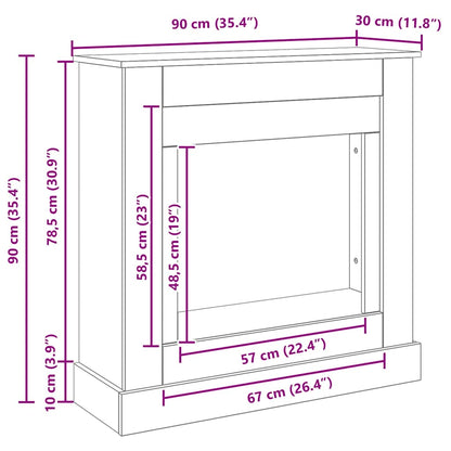 Fireplace Surround Black Oak 90x30x90 cm Engineered Wood