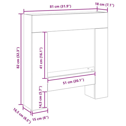 Fireplace Surround Black Oak 81x18x82 cm Engineered Wood