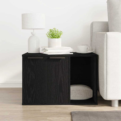 865986 vidaXL Cat Litter Box Enclosure Black Oak 60x40x40 cm Engineered Wood