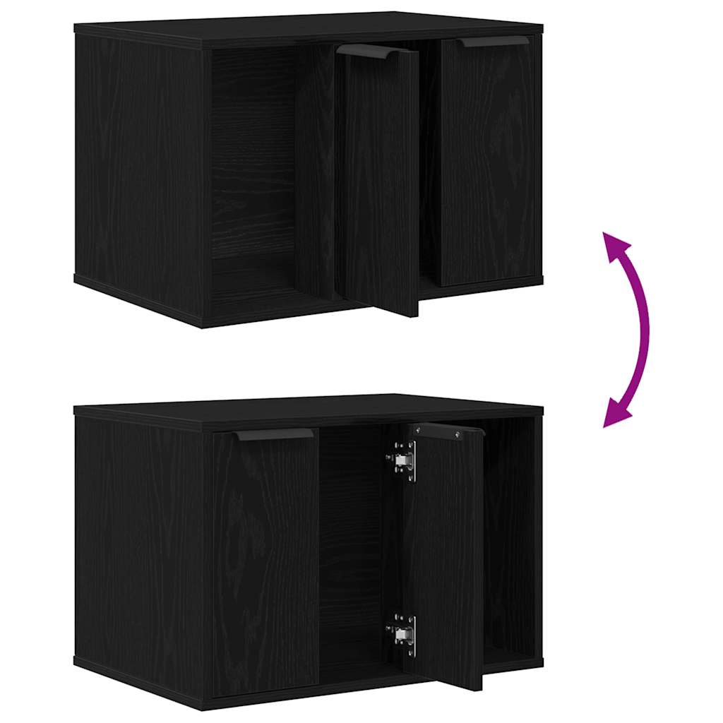 865986 vidaXL Cat Litter Box Enclosure Black Oak 60x40x40 cm Engineered Wood