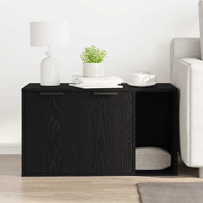 Cat Litter Box Enclosure Black Oak 80x50x45 cm Engineered Wood
