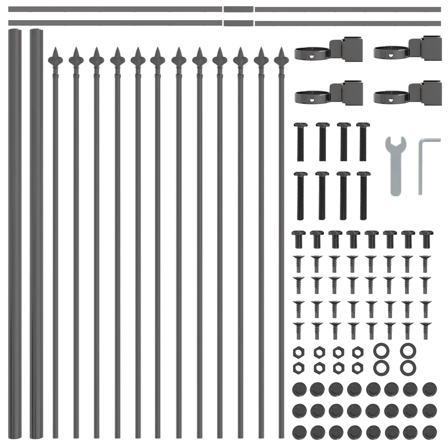 Garden Fence 2 pcs Grey 3.4 x 0.6 m Powder-coated Steel