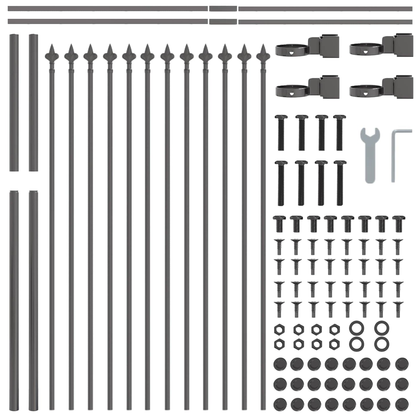 Garden Fence 2 pcs Grey 3.4 x 1 m Powder-coated Steel