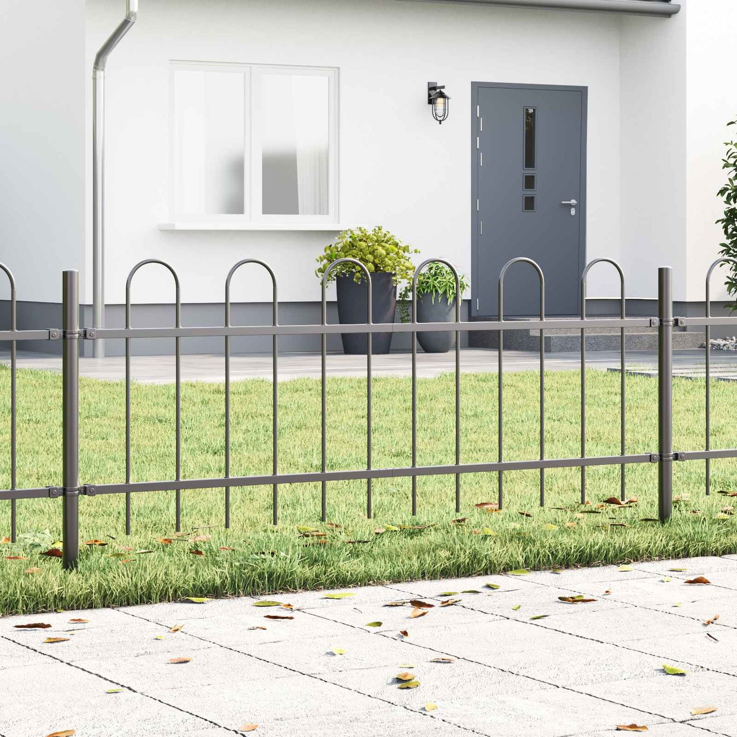 Garden Fence 2 pcs Grey 3.4 x 0.6 m Powder-coated Steel