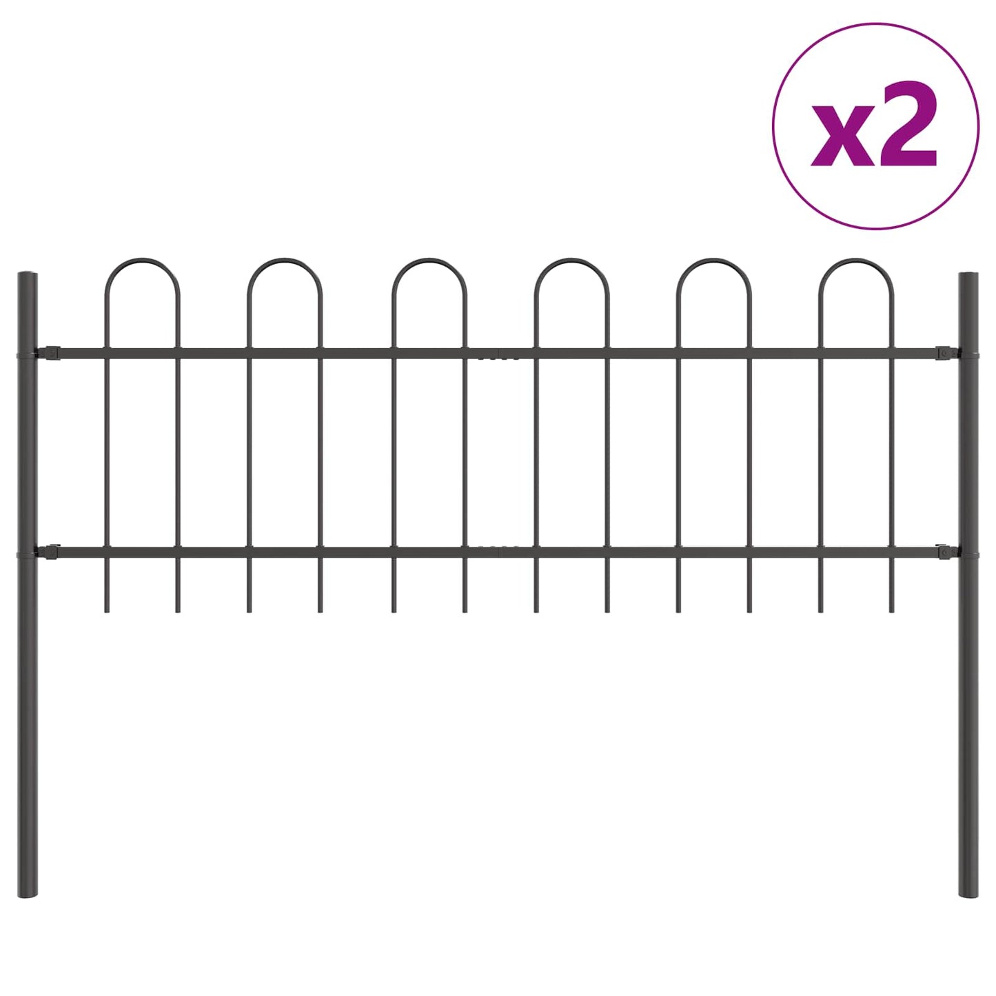 Garden Fence BOXTEL 2 pcs 3.4 x 0.6 m Powder-coated Steel Grey