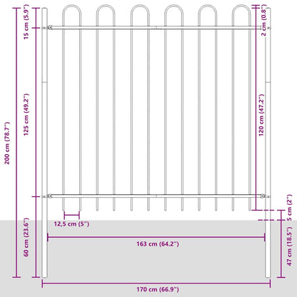 Garden Fence 2 pcs Grey 3.4 x 1.5 m Powder-coated Steel