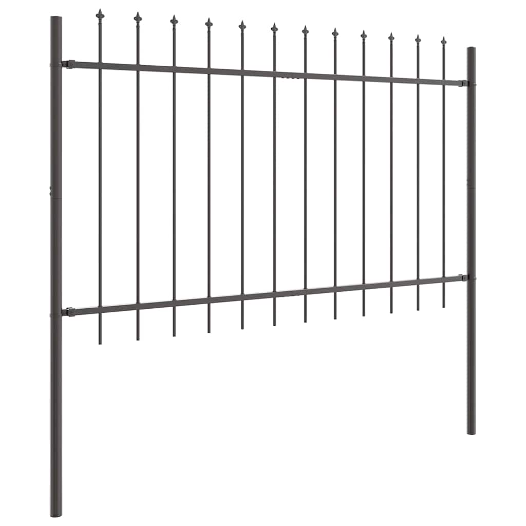 Garden Fence 3 pcs Grey 5.1 x 0.8 m Powder-coated Steel