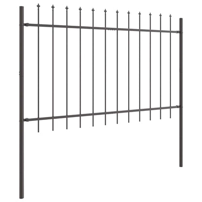 Garden Fence 3 pcs Grey 5.1 x 0.8 m Powder-coated Steel