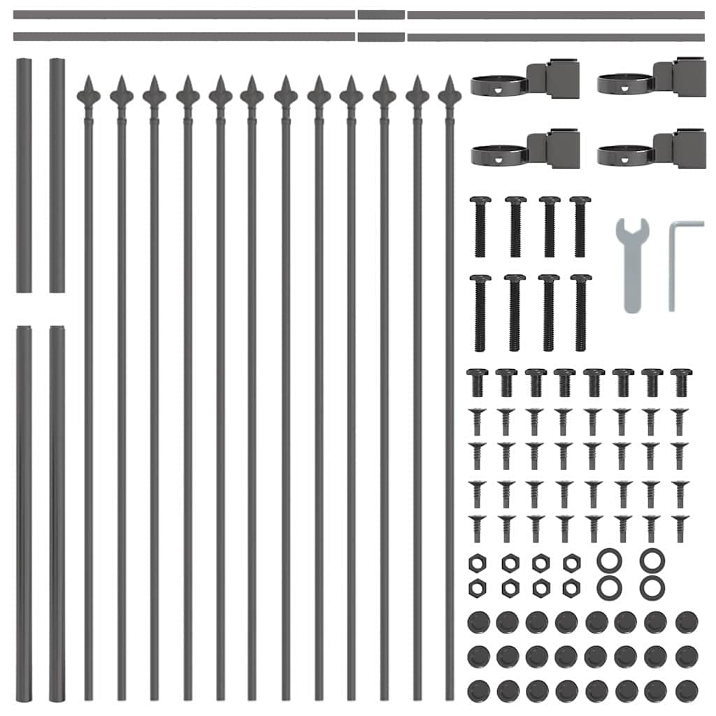 Garden Fence 3 pcs Grey 5.1 x 0.8 m Powder-coated Steel
