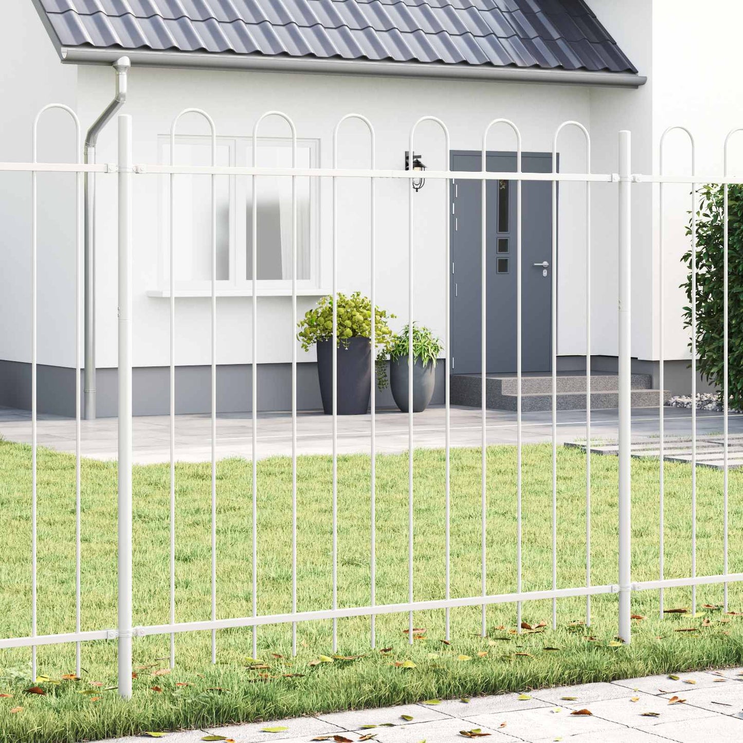Garden Fence 4 pcs Grey 6.8 x 0.6 m Powder-coated Steel