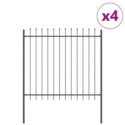 Garden Fence 4 pcs Grey 6.8 x 1.5 m Powder-coated Steel