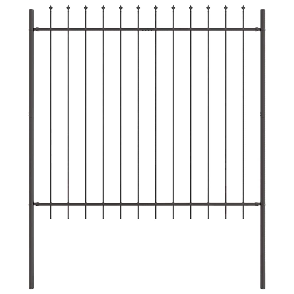 Garden Fence 4 pcs Grey 6.8 x 1.5 m Powder-coated Steel