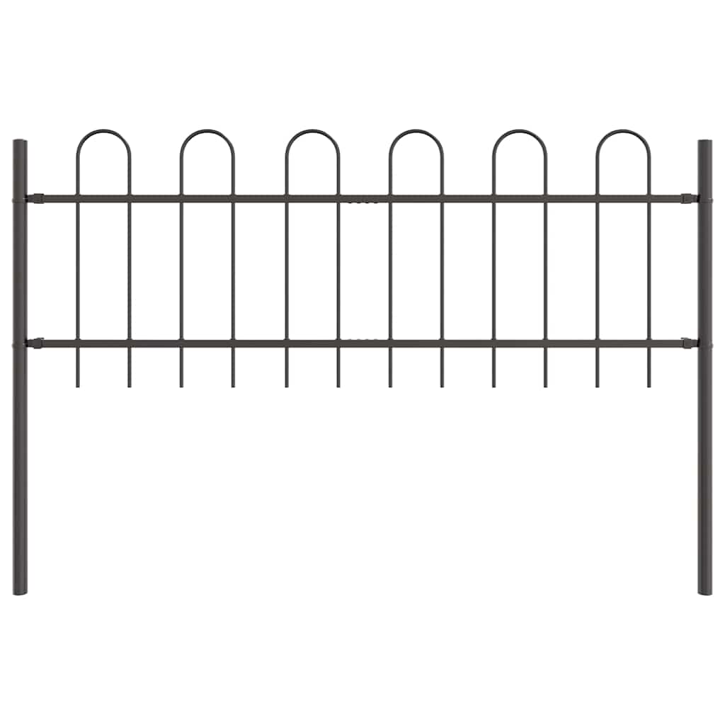 Garden Fence 4 pcs Grey 6.8 x 0.6 m Powder-coated Steel