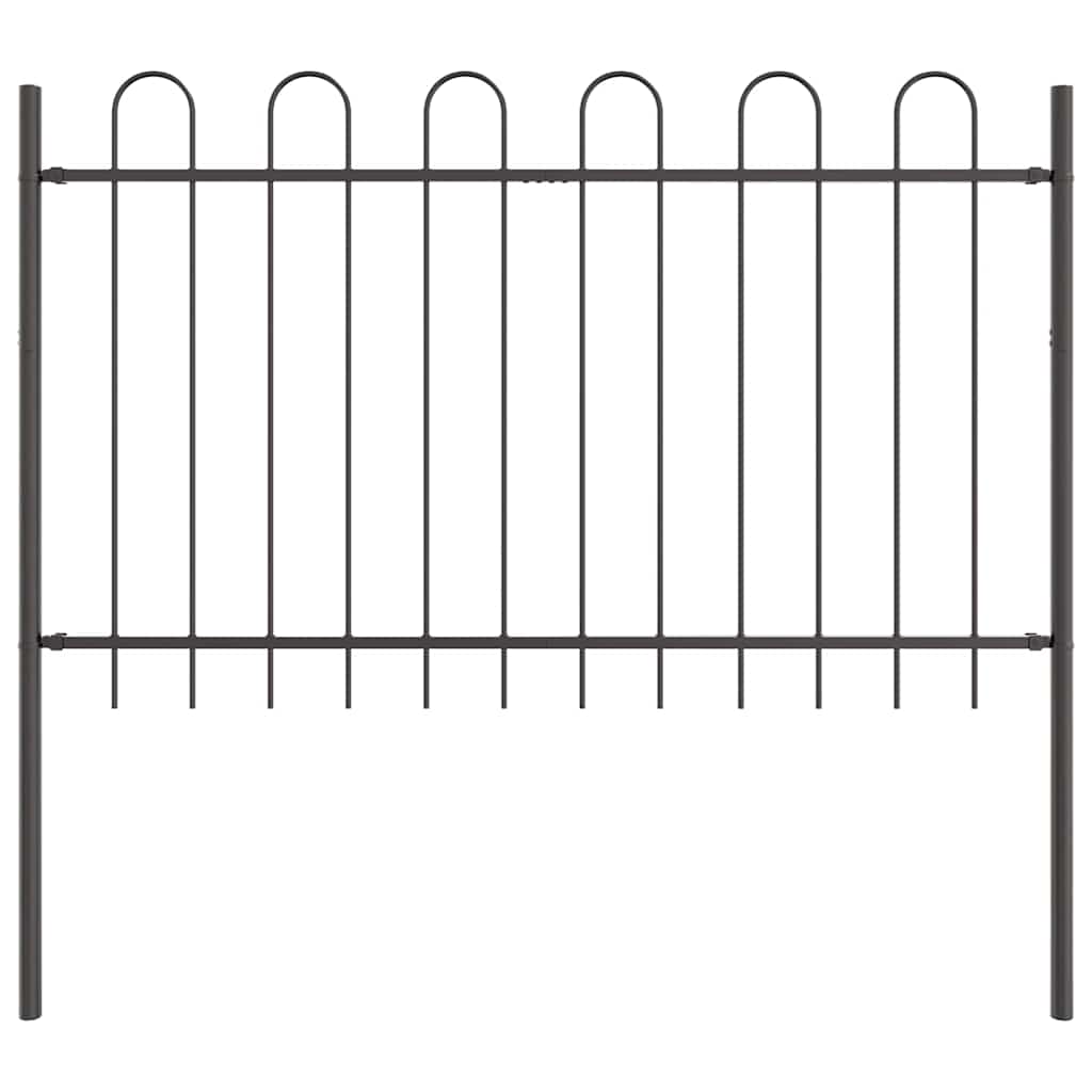 Garden Fence 4 pcs Grey 6.8 x 0.8 m Powder-coated Steel