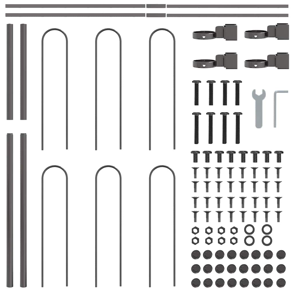 Garden Fence 4 pcs Grey 6.8 x 0.8 m Powder-coated Steel