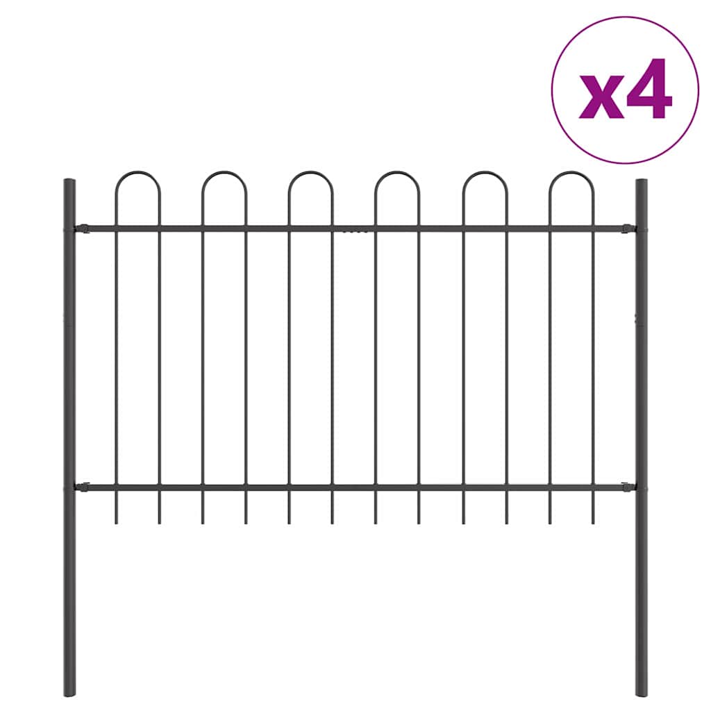 Garden Fence 4 pcs Grey 6.8 x 1 m Powder-coated Steel