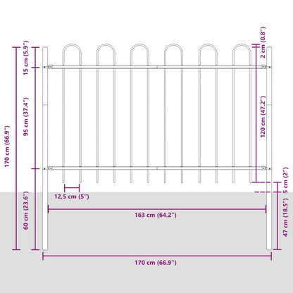 Garden Fence 4 pcs Grey 6.8 x 1.2 m Powder-coated Steel
