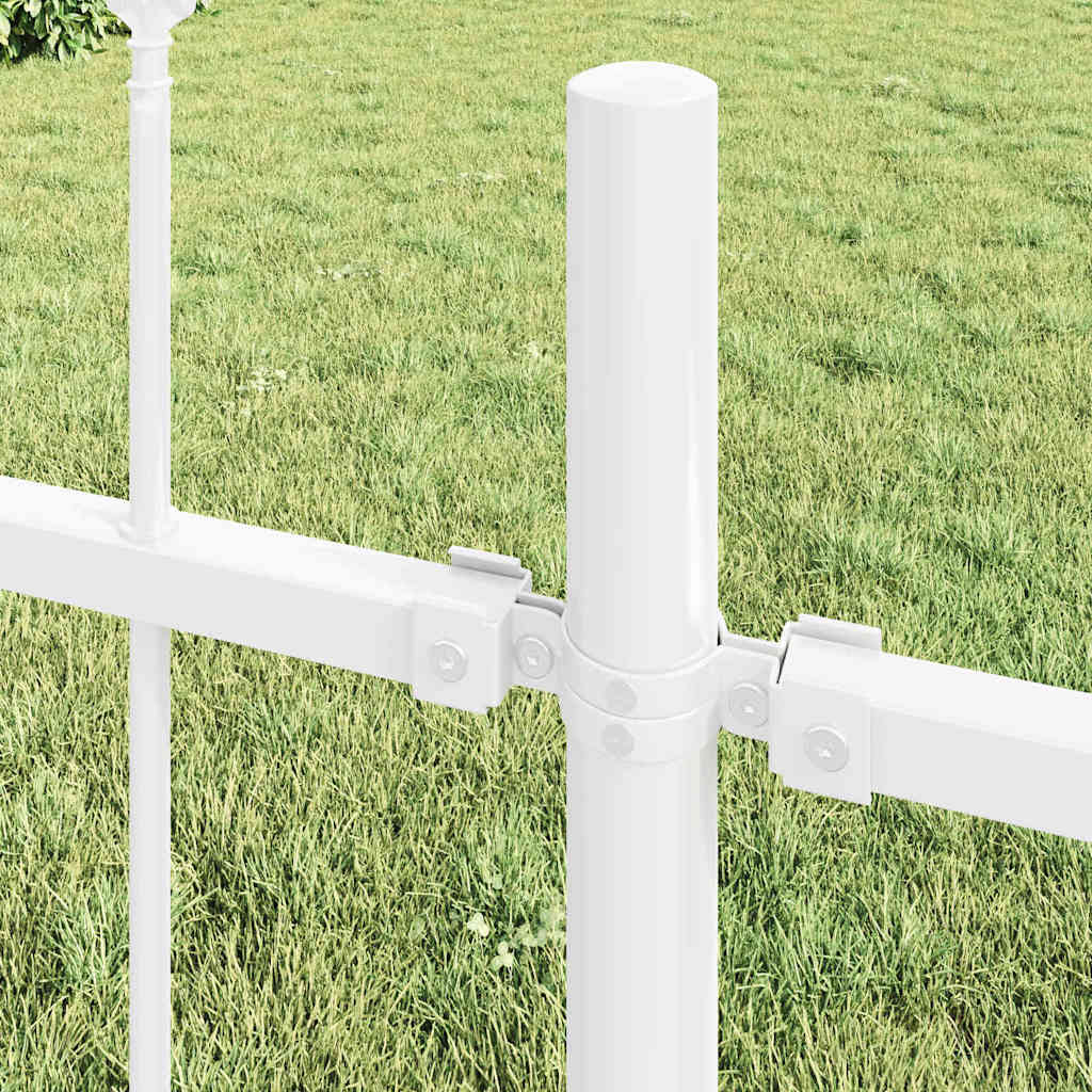 Garden Fence 4 pcs White 6.8 x 1.2 m Powder-coated Steel