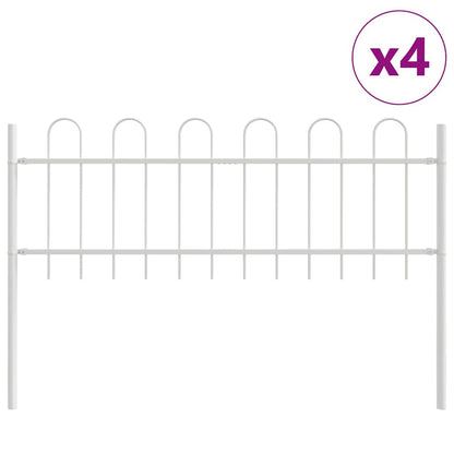 Garden Fence 4 pcs White 6.8 x 0.6 m Powder-coated Steel