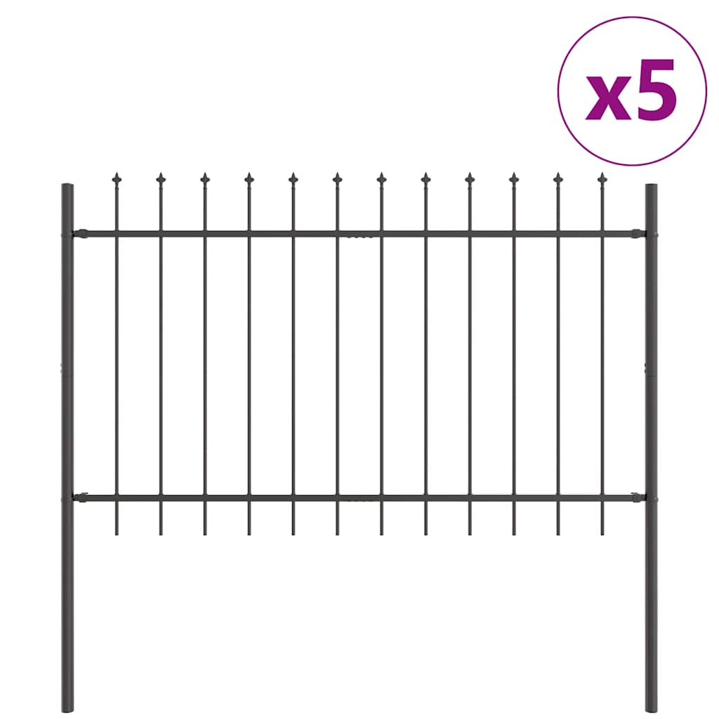 Garden Fence 5 pcs Grey 8.5 x 0.8 m Powder-coated Steel