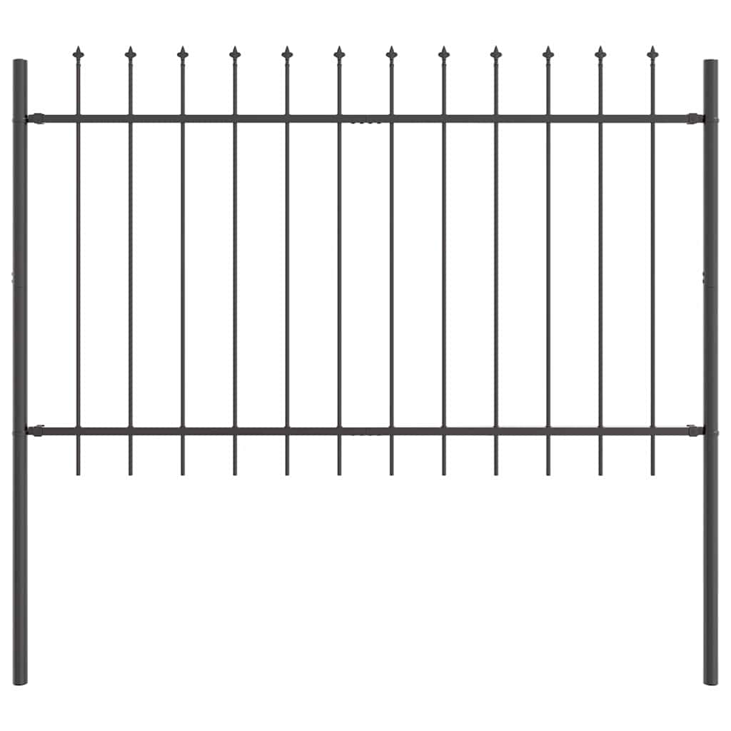 Garden Fence 5 pcs Grey 8.5 x 0.8 m Powder-coated Steel