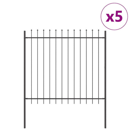 Garden Fence 5 pcs Grey 8.5 x 1.5 m Powder-coated Steel