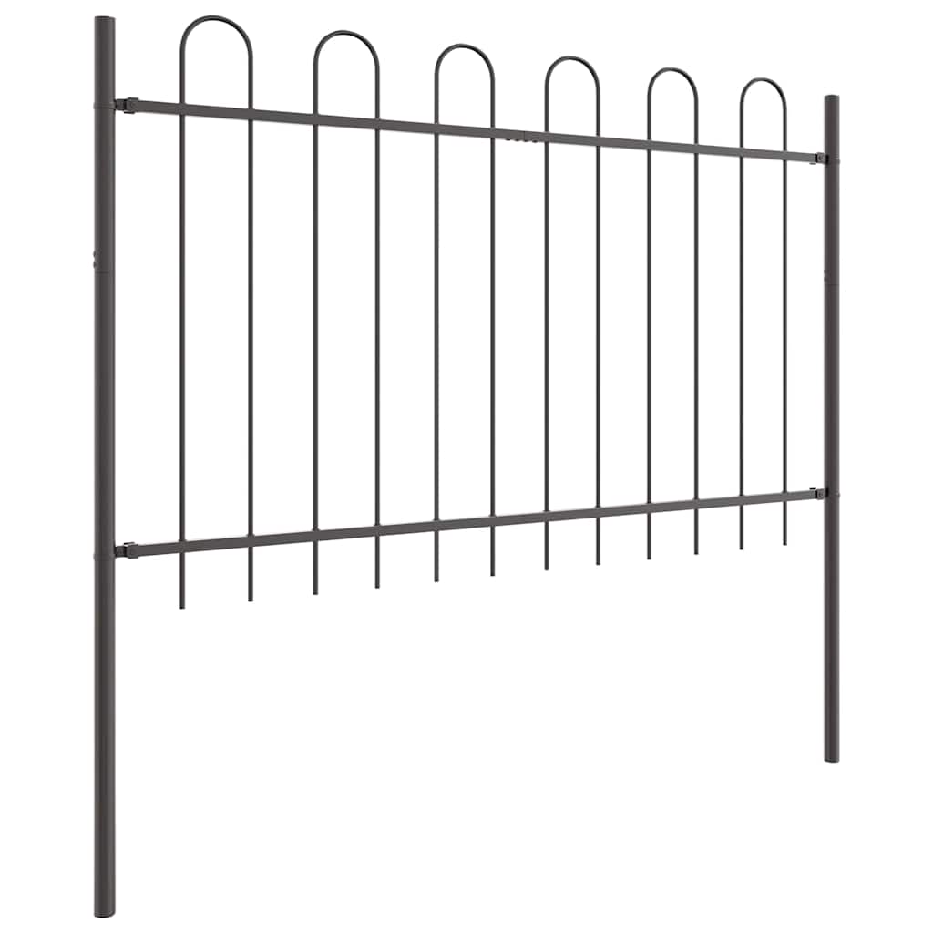 Garden Fence 5 pcs Grey 8.5 x 0.8 m Powder-coated Steel