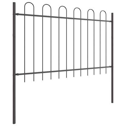 Garden Fence 5 pcs Grey 8.5 x 0.8 m Powder-coated Steel