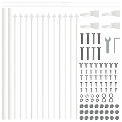 Garden Fence 5 pcs White 8.5 x 0.6 m Powder-coated Steel