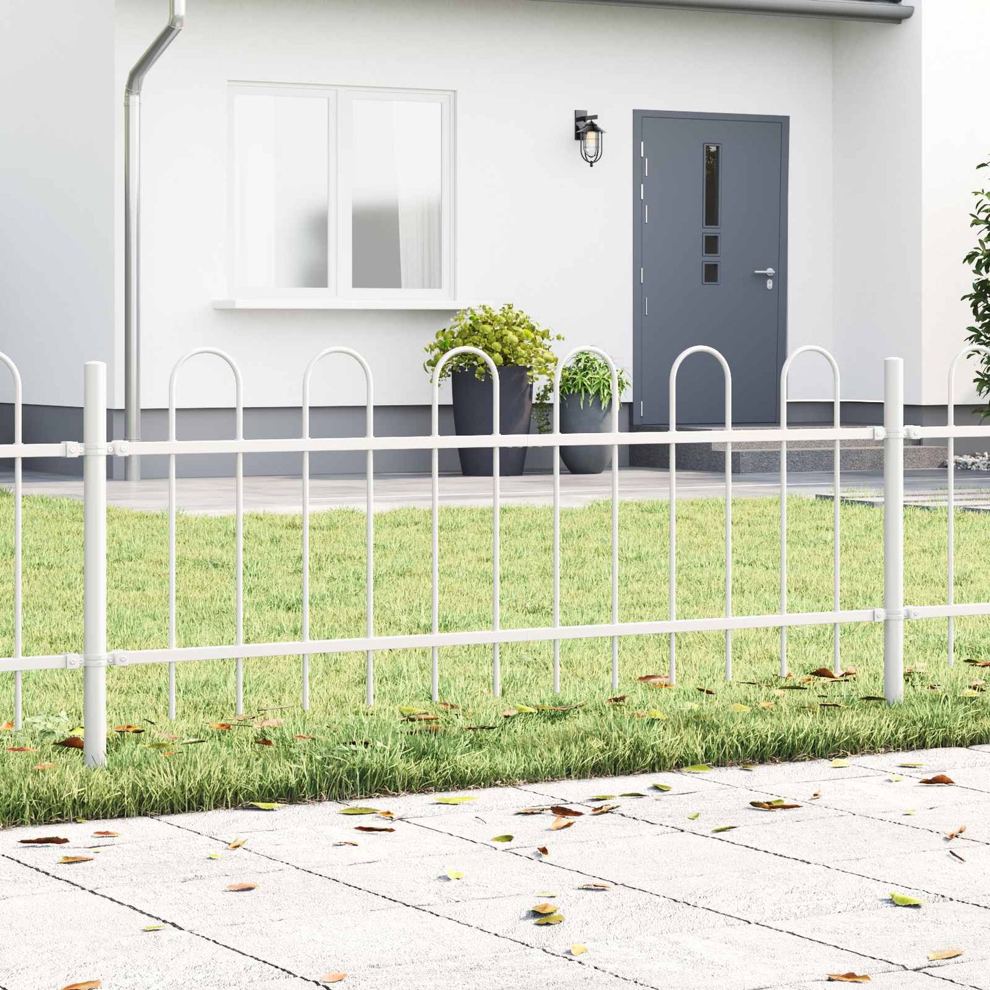 Garden Fence BOXTEL 5 pcs 8.5 x 0.6 m Powder-coated Steel White