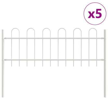 Garden Fence BOXTEL 5 pcs 8.5 x 0.6 m Powder-coated Steel White