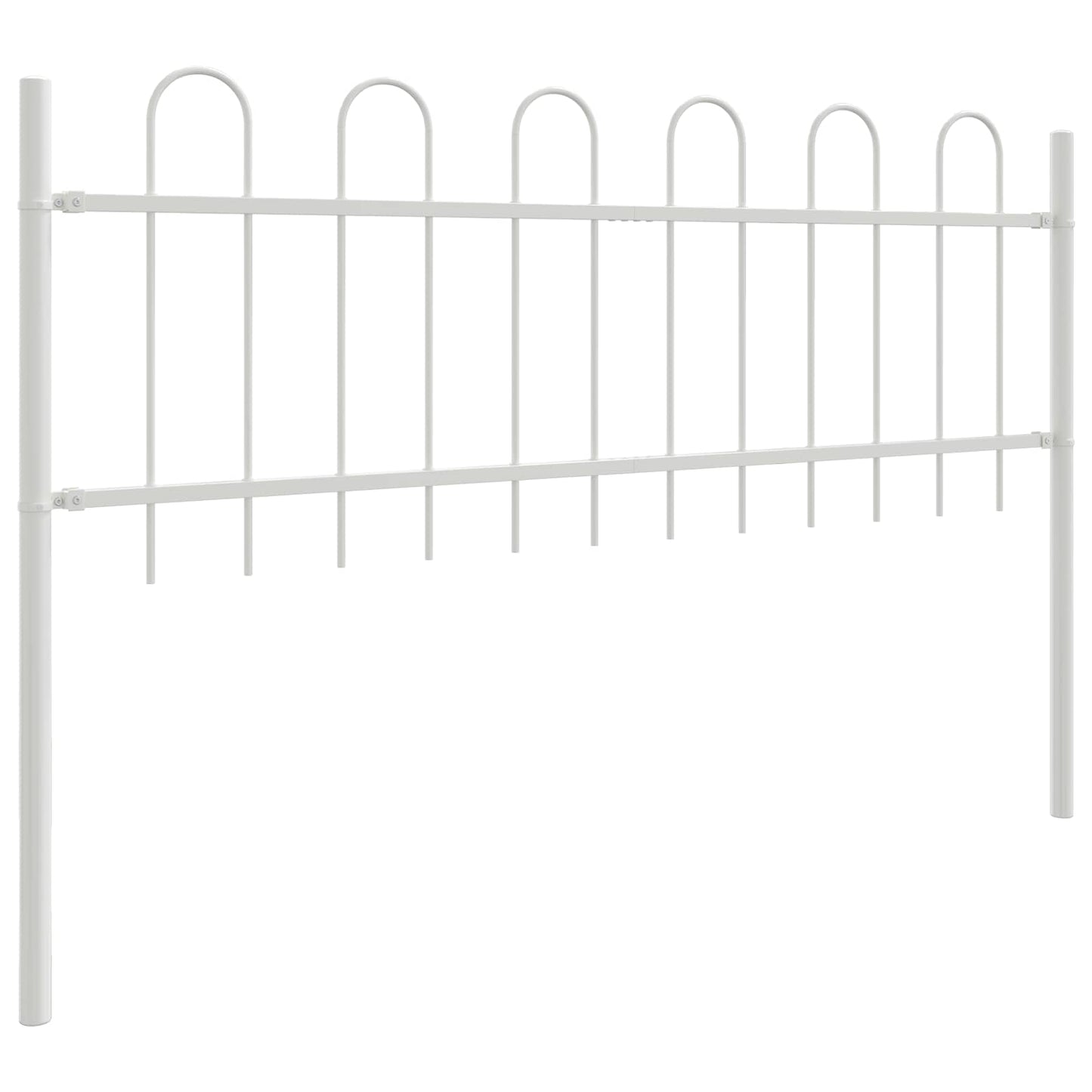 Garden Fence 5 pcs White 8.5 x 0.6 m Powder-coated Steel