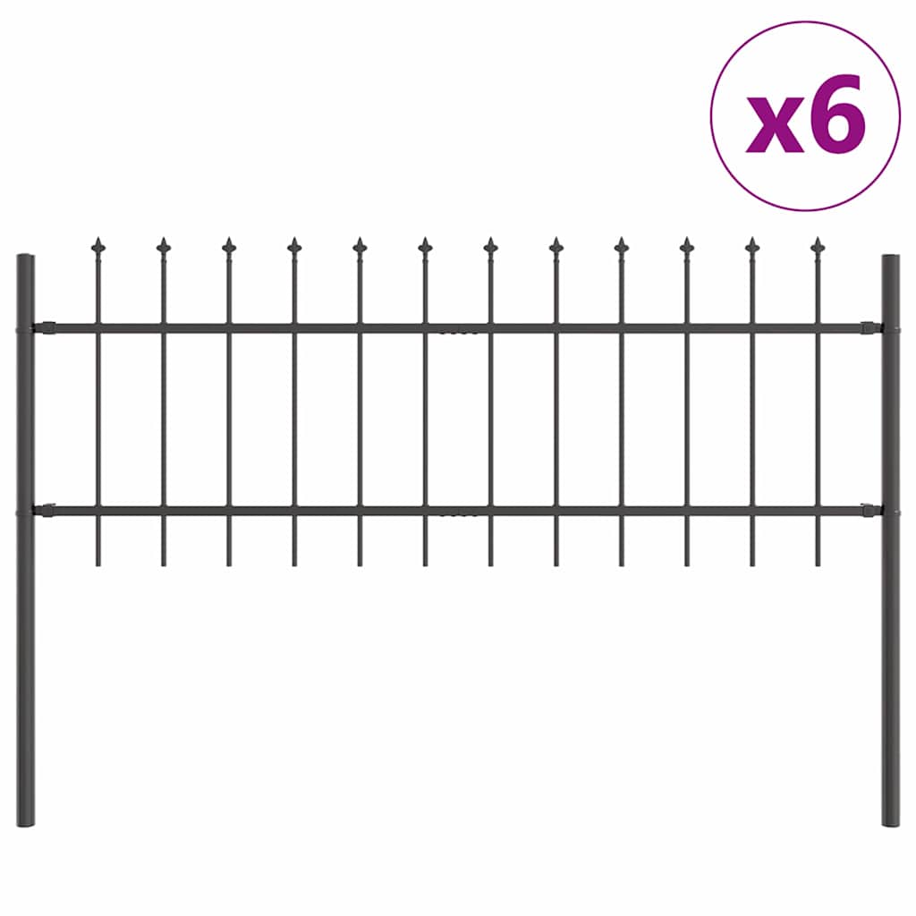 Garden Fence 6 pcs Grey 10.2 x 0.6 m Powder-coated Steel