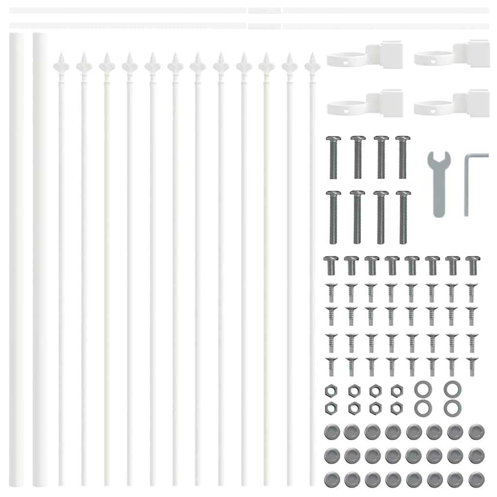 Garden Fence 6 pcs White 10.2 x 0.6 m Powder-coated Steel