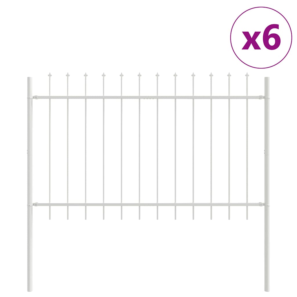 Garden Fence 6 pcs White 10.2 x 0.8 m Powder-coated Steel